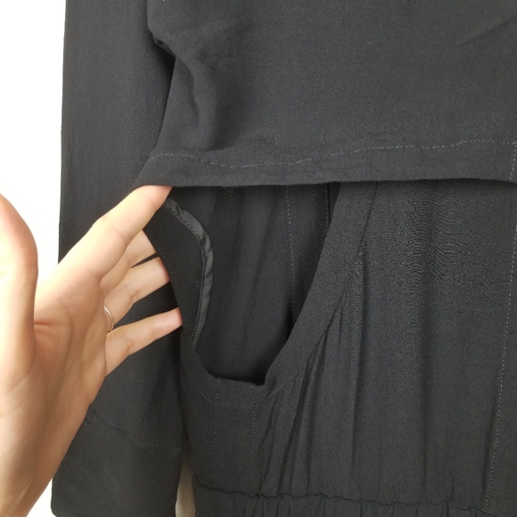 HELMUT LANG Crepe Romper Cutout Back Drawstring Axio Black Viscose Rayon S - Picture 11 of 15